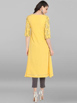 foil print a-line kurta - 17015272 - Standard Image - 3