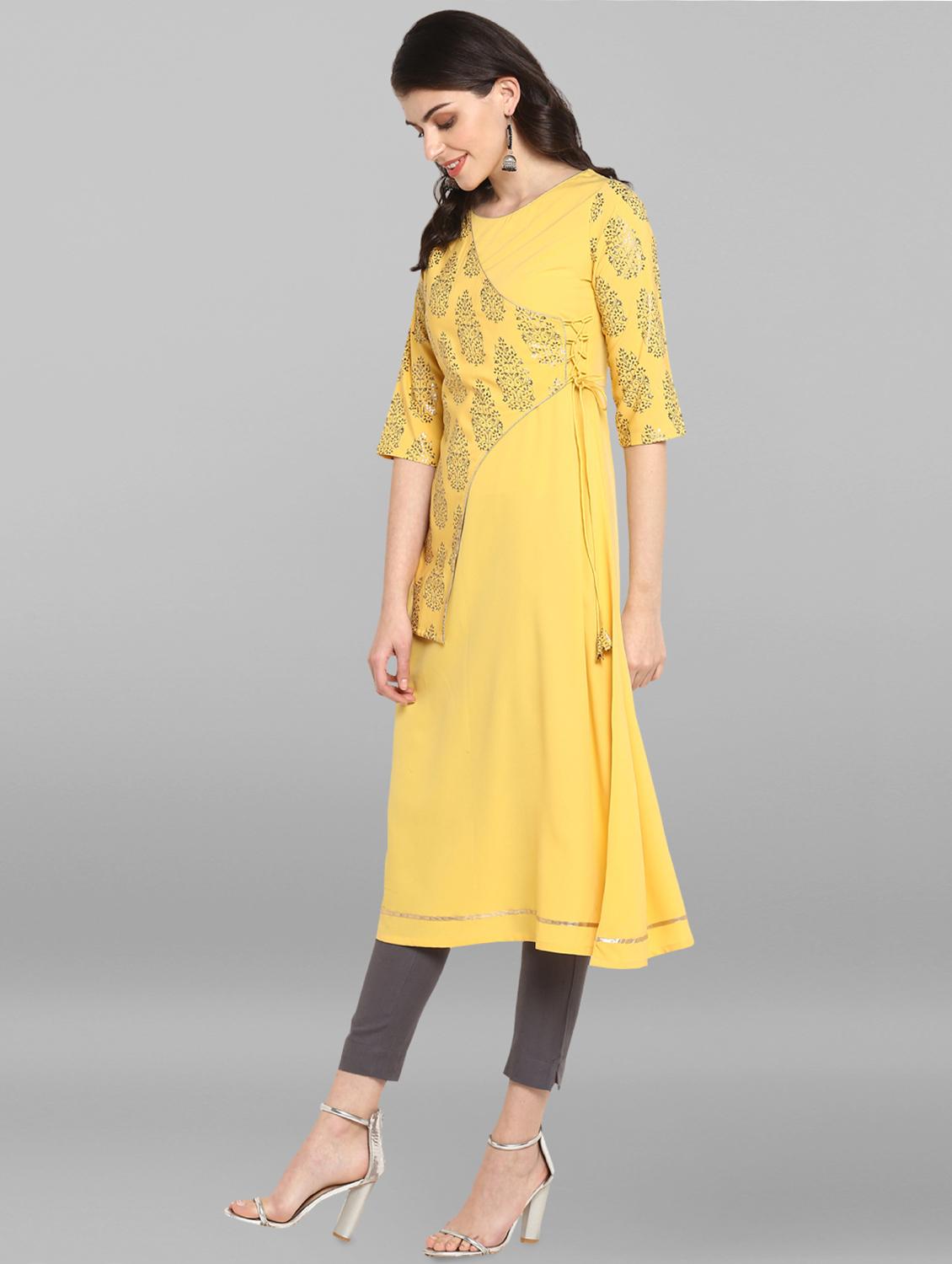 foil print a-line kurta - 17015272 - Zoom Image - 2