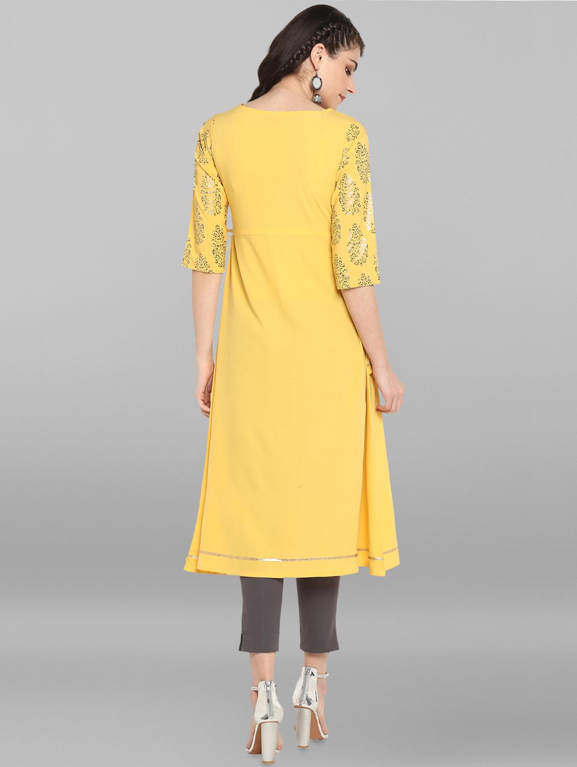 foil print a-line kurta - 17015272 - Zoom Image - 3