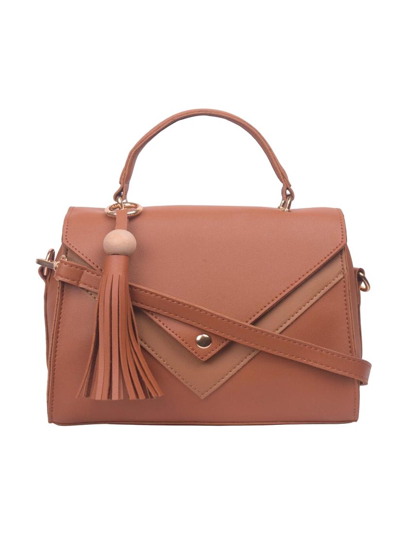 tan leatherette (pu) regular sling bag - 17015308 - Zoom Image - 1