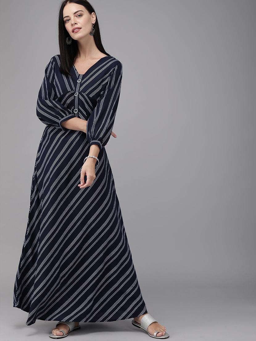 v-neck striped maxi dress - 17015384 - Zoom Image - 1