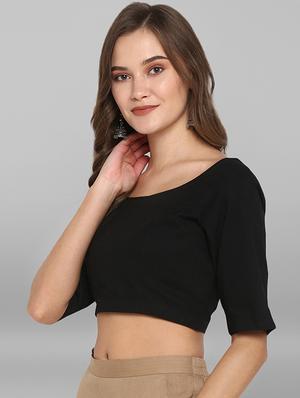 round neck solid blouse - 17015391 - Standard Image - 2