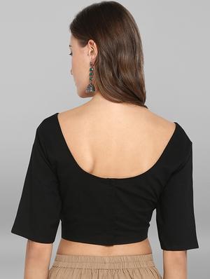 round neck solid blouse - 17015391 - Standard Image - 3