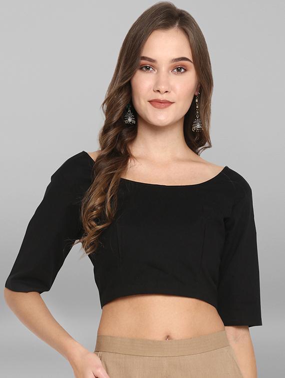 round neck solid blouse - 17015391 - Zoom Image - 1