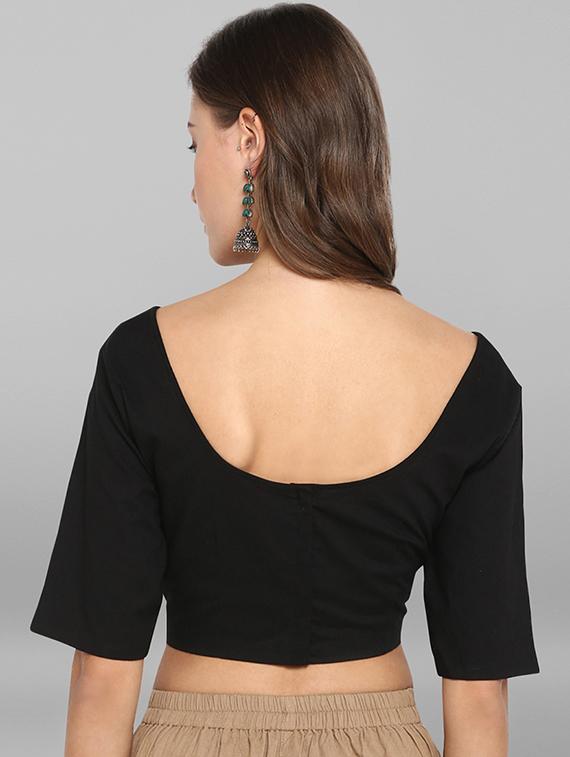 round neck solid blouse - 17015391 - Zoom Image - 3