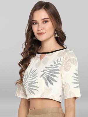 contrast printed blouse - 17015394 - Standard Image - 2