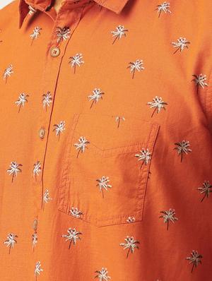 orange printed casual shirt - 17015403 - Standard Image - 5