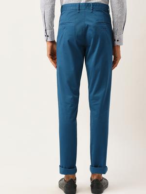 blue solid chinos - 17016181 - Standard Image - 3