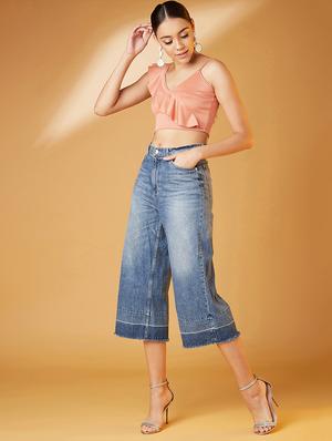 ruffle detail crop top - 17016295 - Standard Image - 4