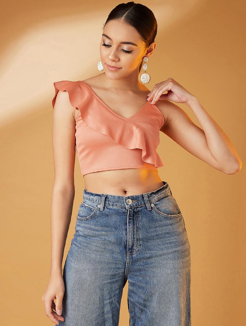 ruffle detail crop top - 17016295 - Zoom Image - 1