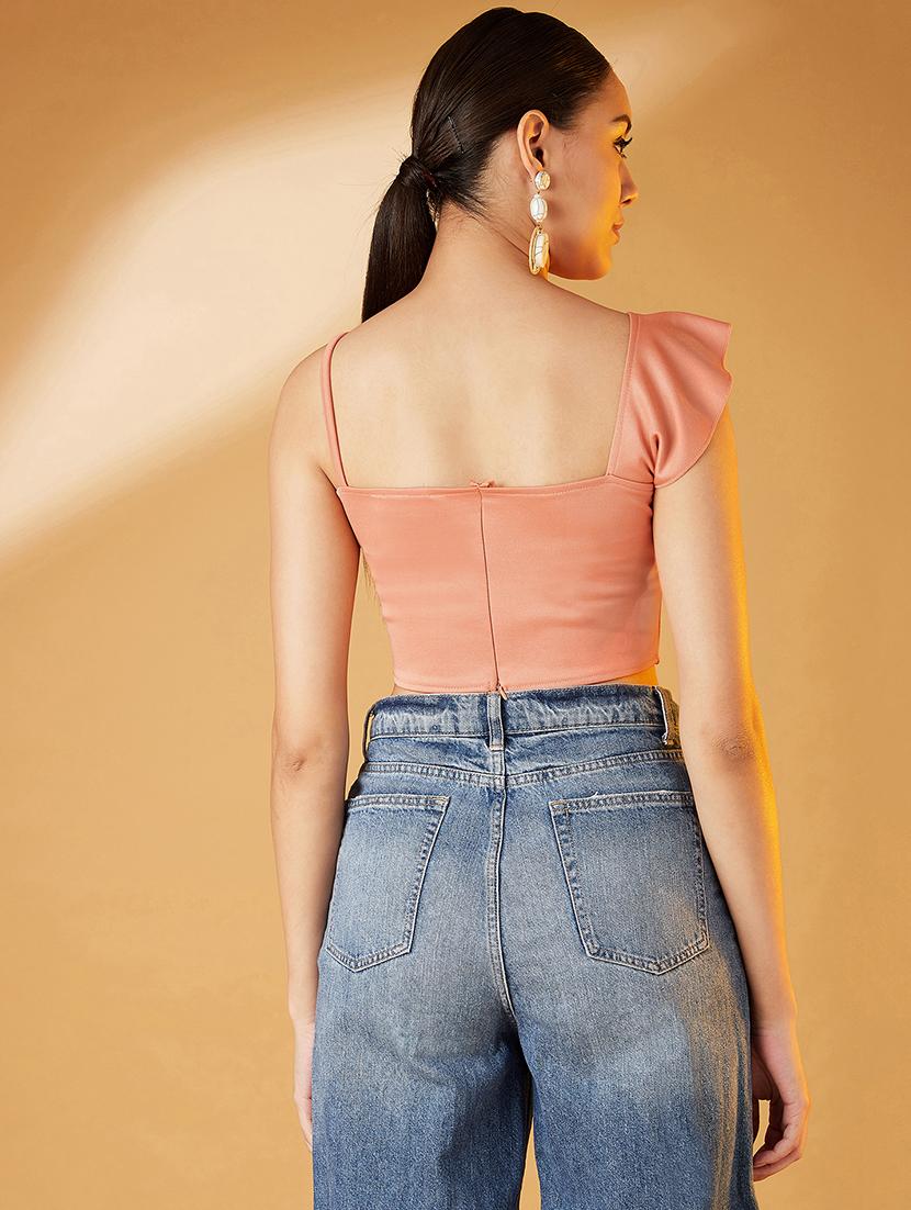 ruffle detail crop top - 17016295 - Zoom Image - 3