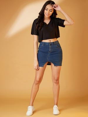 v-neck solid crop top - 17016297 - Standard Image - 4
