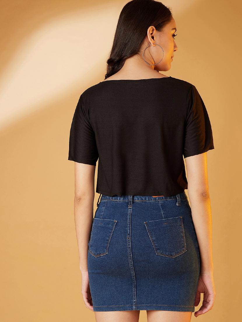 v-neck solid crop top - 17016297 - Zoom Image - 3