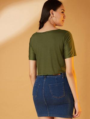 v-neck solid crop top - 17016299 - Standard Image - 3
