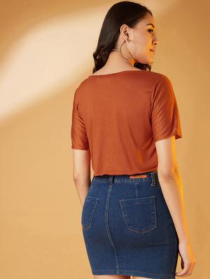 v-neck solid crop top - 17016300 - Standard Image - 3