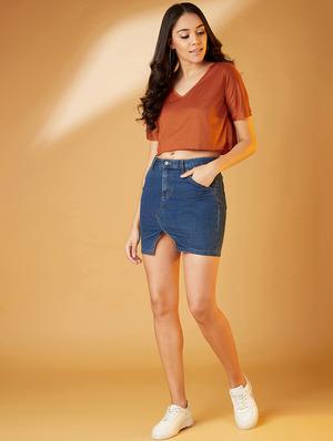 v-neck solid crop top - 17016300 - Standard Image - 4