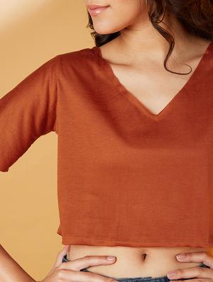v-neck solid crop top - 17016300 - Standard Image - 5