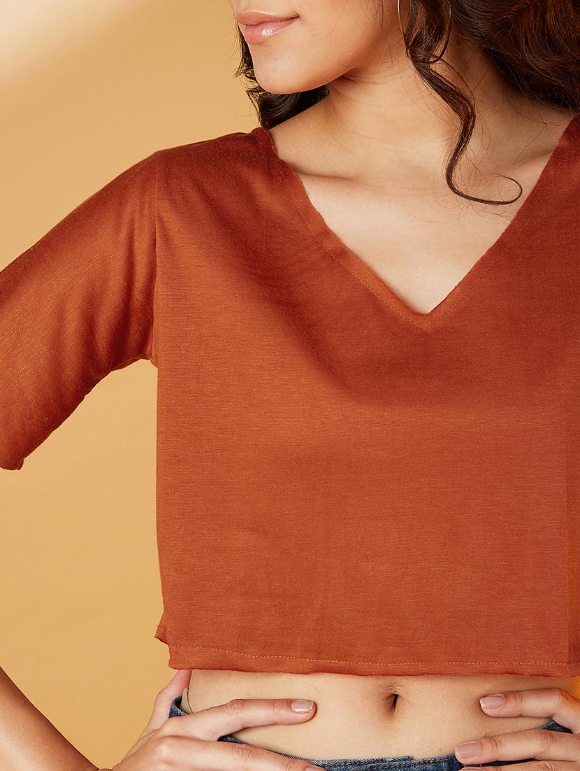 v-neck solid crop top - 17016300 - Zoom Image - 5
