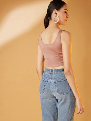 notch neck crop top - 17016314 - Standard Image - 3