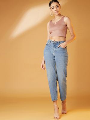 notch neck crop top - 17016314 - Standard Image - 4