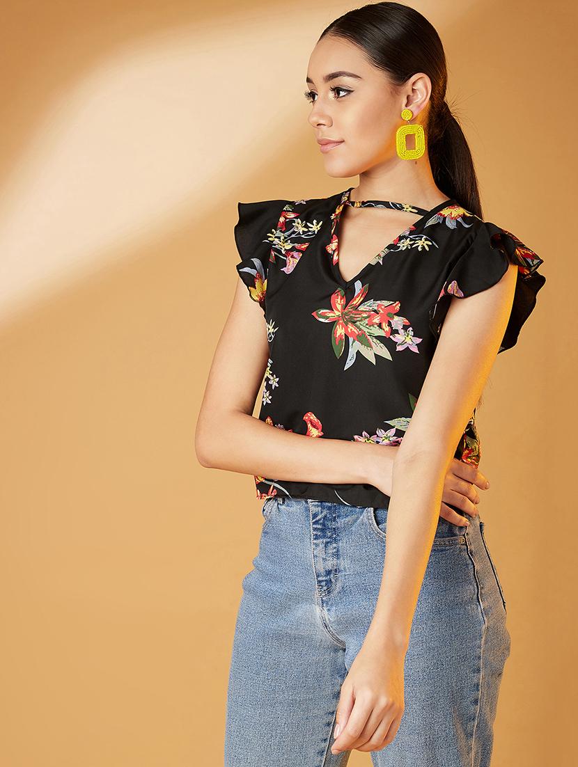 strap detail floral top - 17016315 - Zoom Image - 2