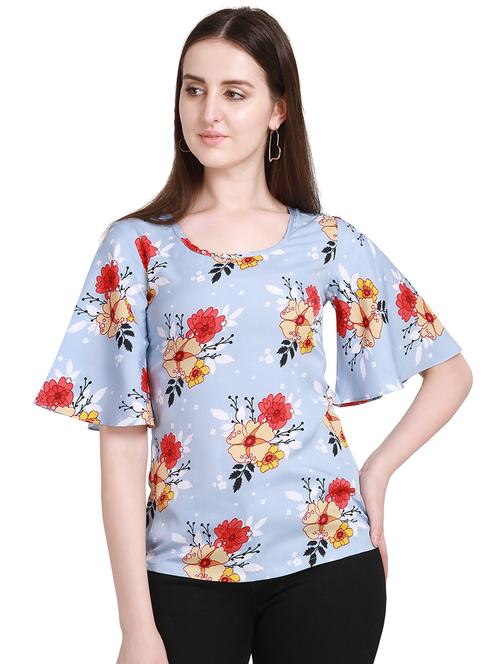 bell sleeved floral top - 17017168 - Very Small Image - 1