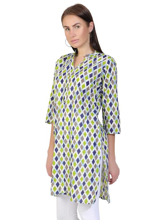 geometric print straight kurti - 17017254 - Zoom Image - 2