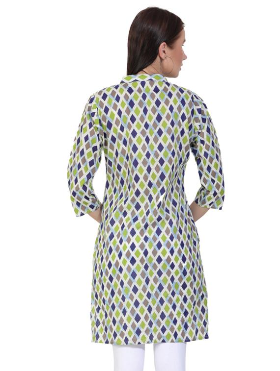 geometric print straight kurti - 17017254 - Zoom Image - 3