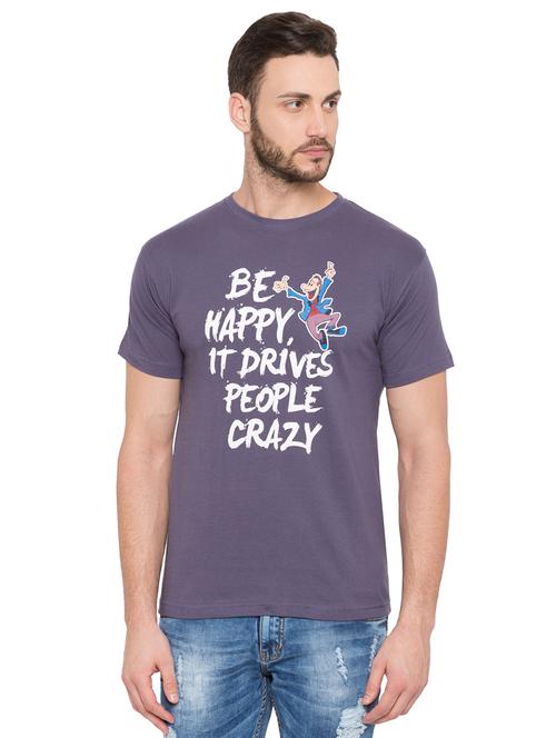 grey typographic front print t-shirt - 17018201 - Standard Image - 1
