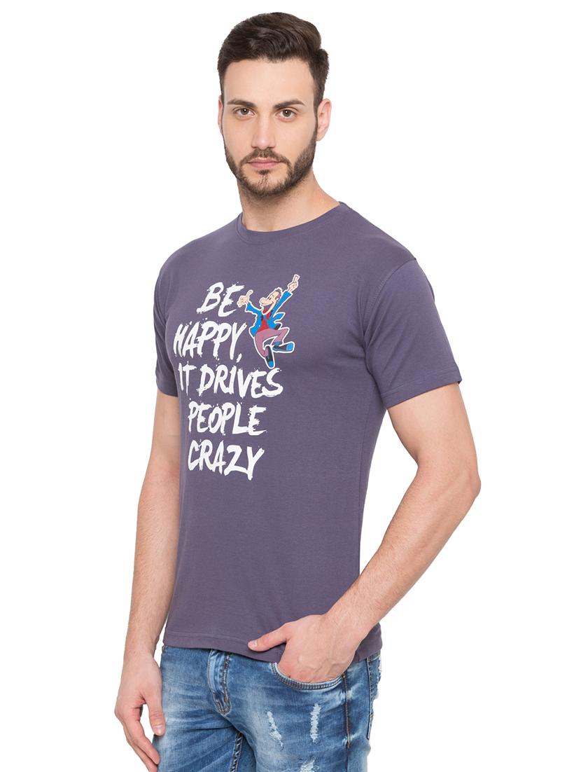 grey typographic front print t-shirt - 17018201 - Zoom Image - 2