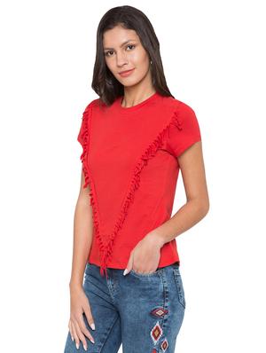 round neck fringed top - 17018306 - Standard Image - 2