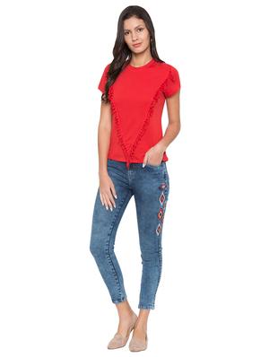 round neck fringed top - 17018306 - Standard Image - 4