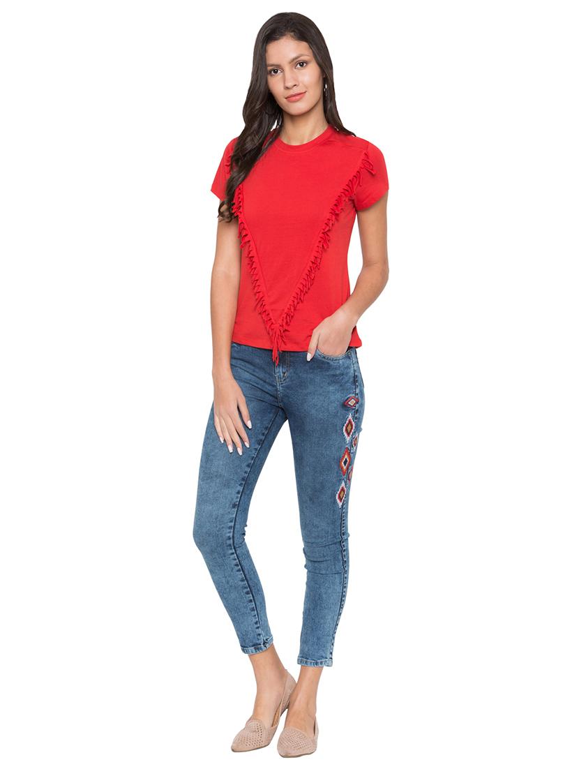 round neck fringed top - 17018306 - Zoom Image - 4