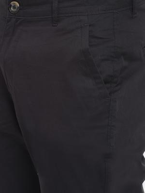 black solid flat front casual trouser - 17018701 - Standard Image - 5