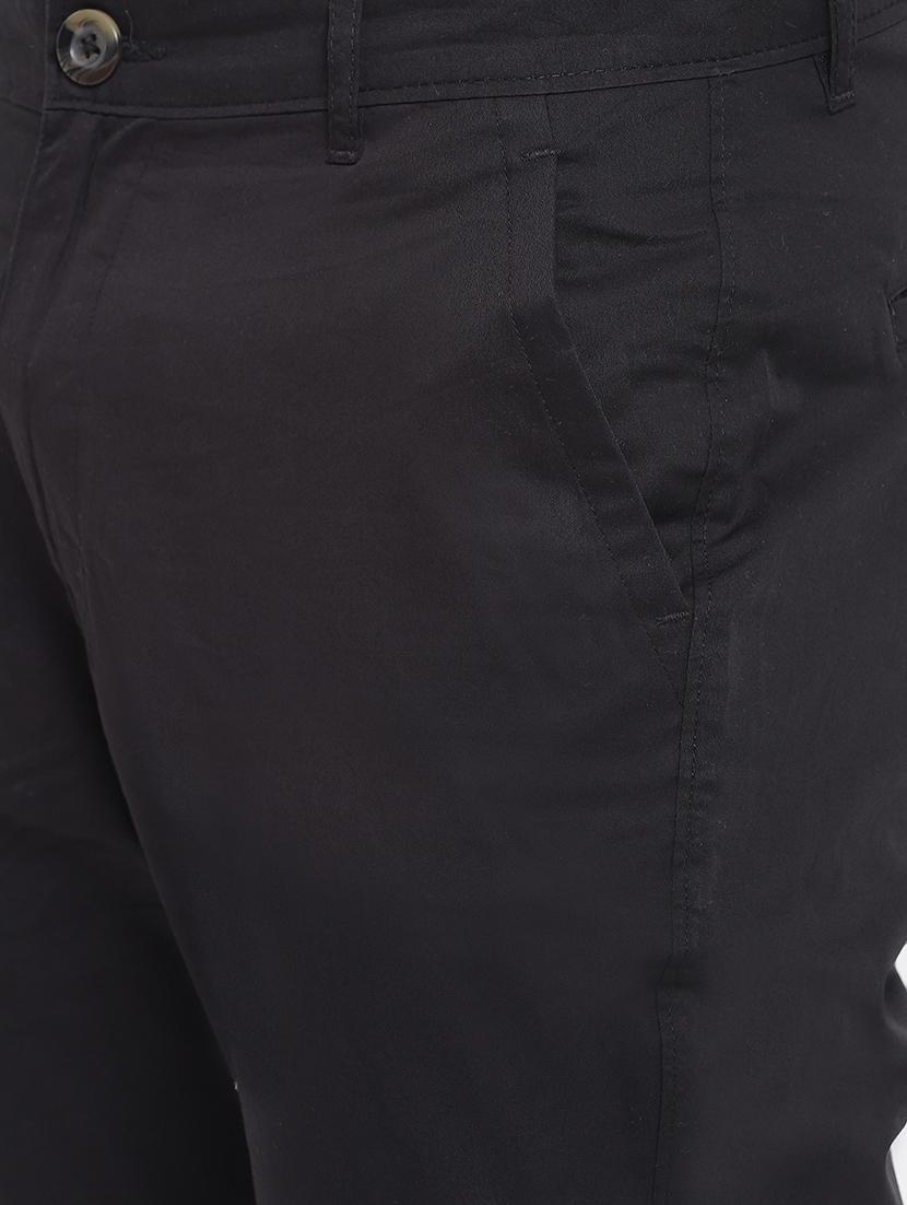 black solid flat front casual trouser - 17018701 - Zoom Image - 5