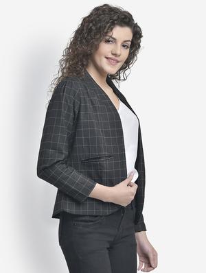 front open checkered blazer - 17018801 - Standard Image - 2