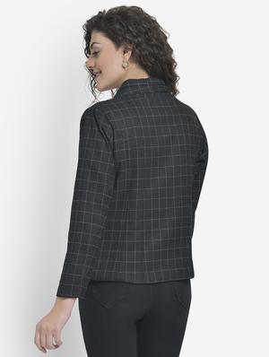 front open checkered blazer - 17018801 - Standard Image - 4
