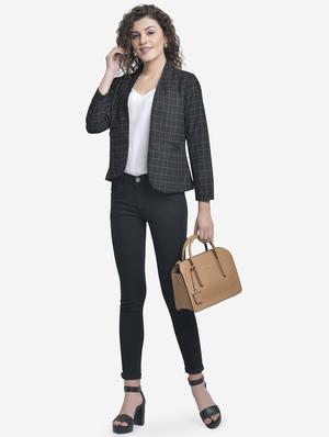 front open checkered blazer - 17018801 - Standard Image - 5