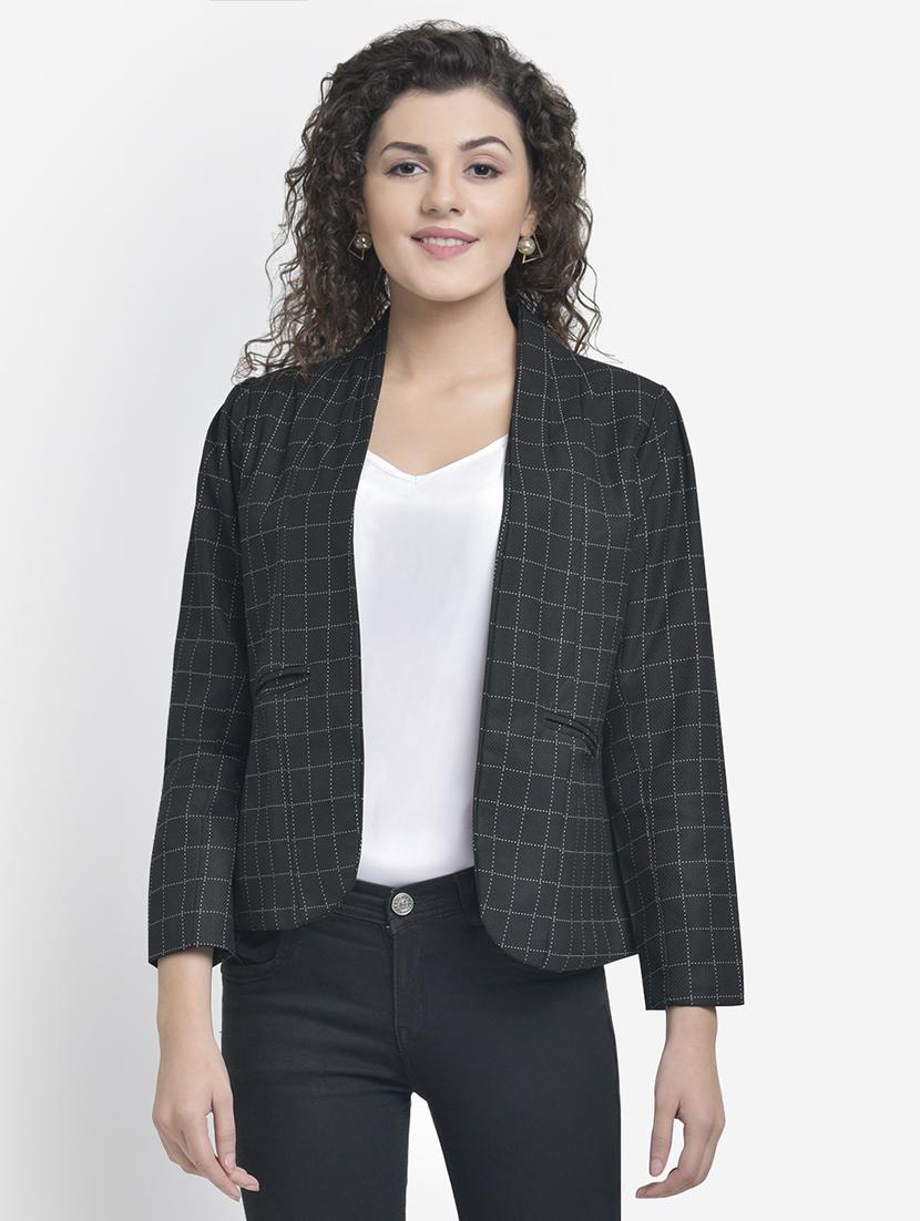 front open checkered blazer - 17018801 - Zoom Image - 1