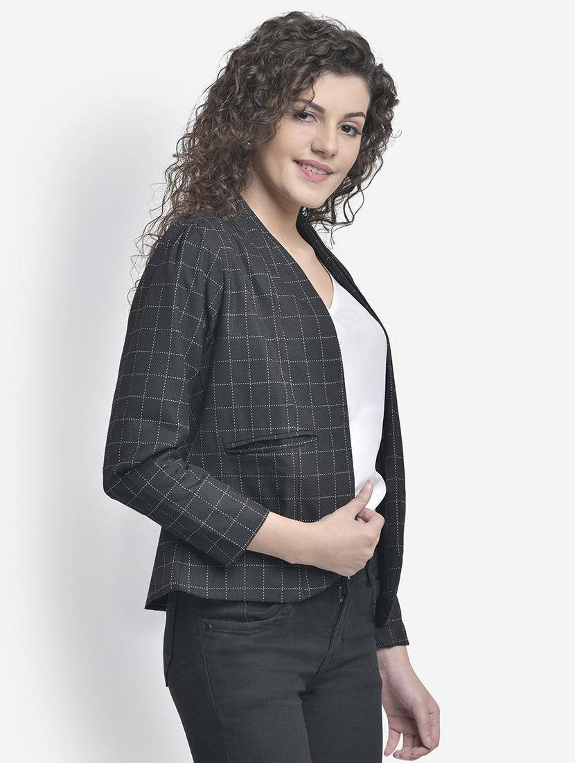 front open checkered blazer - 17018801 - Zoom Image - 2