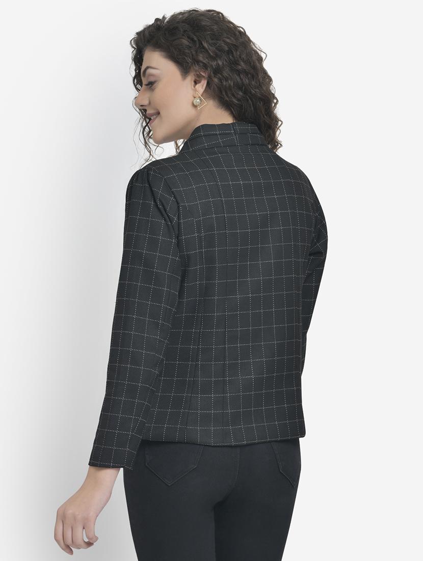 front open checkered blazer - 17018801 - Zoom Image - 4