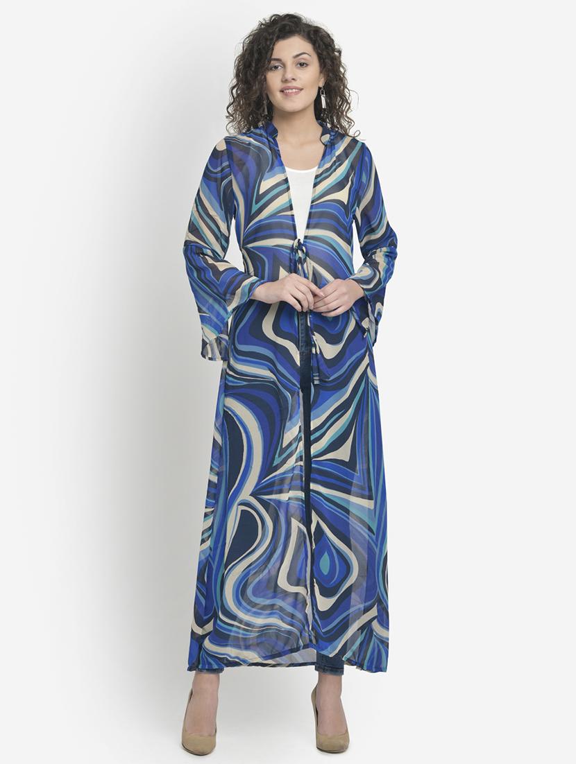 tie front bell sleeved shrug - 17018802 - Zoom Image - 1