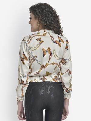 mandarin neck chain print summer jacket - 17018803 - Standard Image - 4