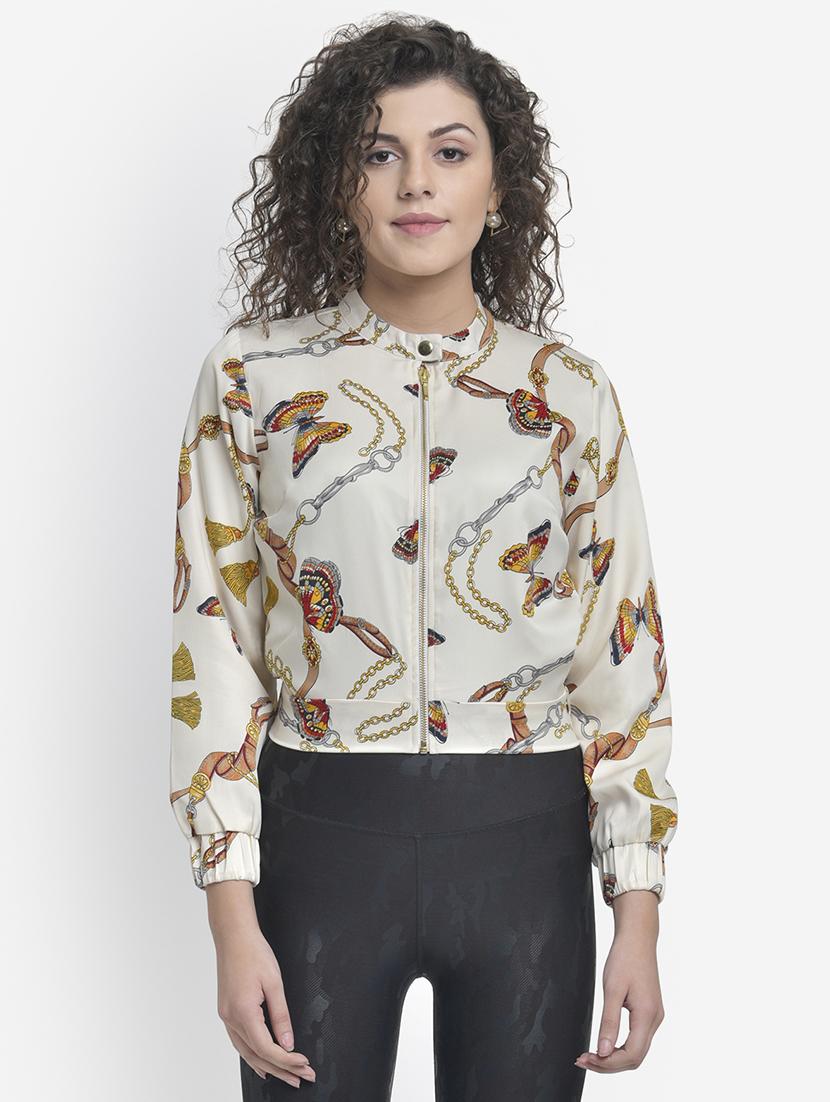 mandarin neck chain print summer jacket - 17018803 - Zoom Image - 1