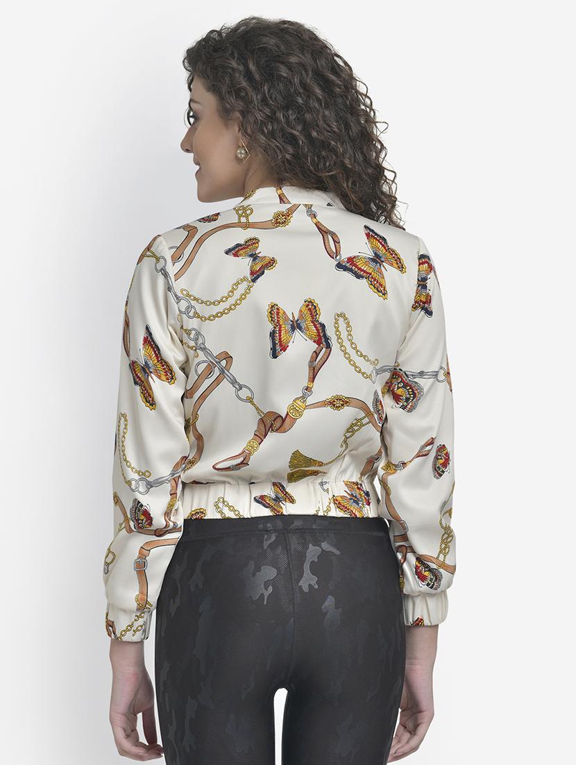 mandarin neck chain print summer jacket - 17018803 - Zoom Image - 4