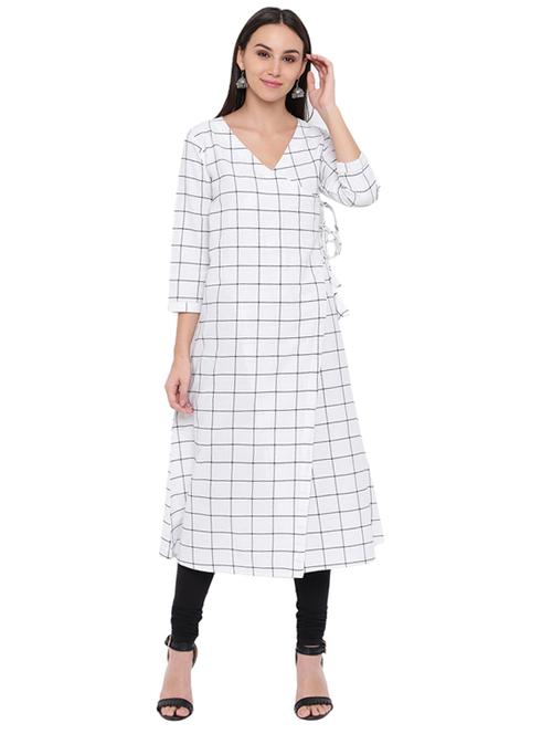 checkered angrakha kurta - 17019804 - Standard Image - 1