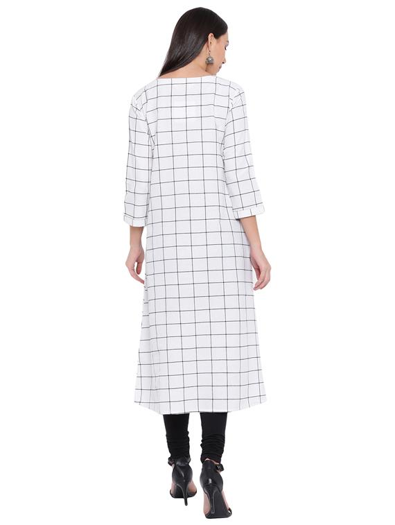 checkered angrakha kurta - 17019804 - Zoom Image - 3