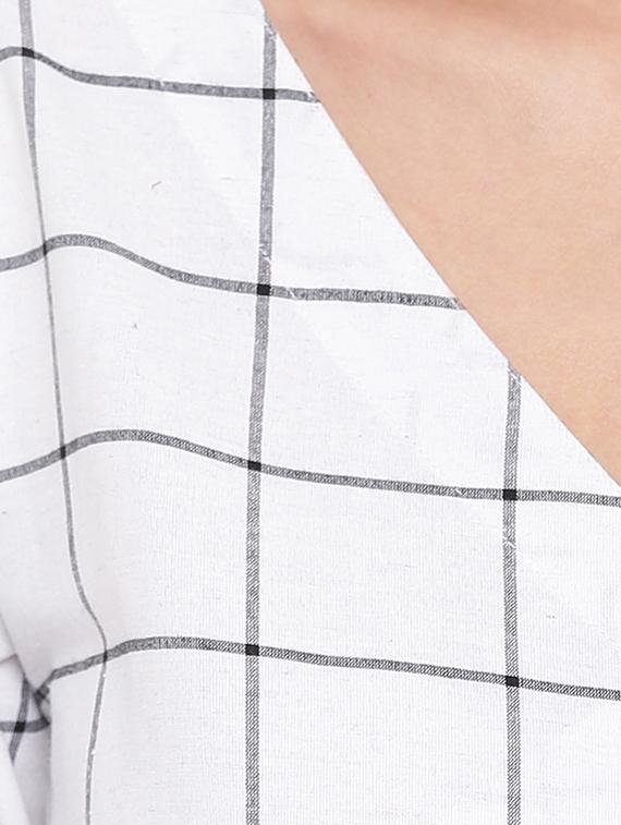 checkered angrakha kurta - 17019804 - Zoom Image - 4