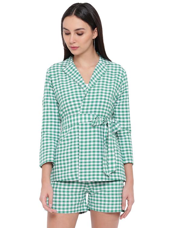 tie front checkered summer jacket - 17019819 - Zoom Image - 1
