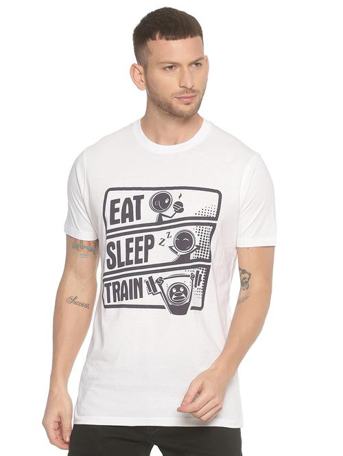 white typographic chest print t-shirt - 17020860 - Very Small Image - 1